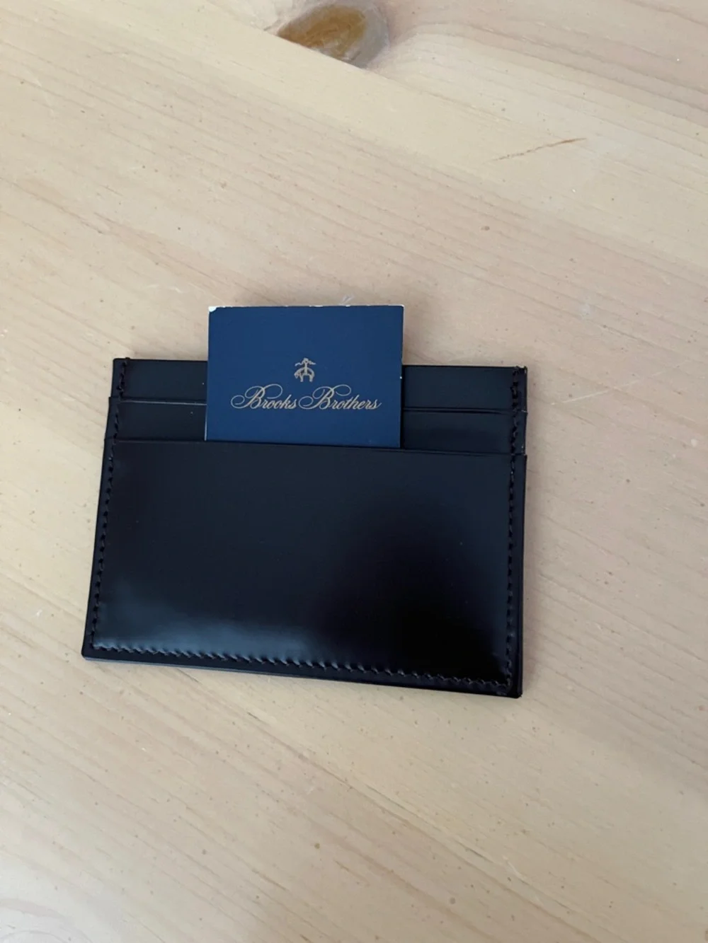 Brooks Brothers leather dark brown Card Holder new never used